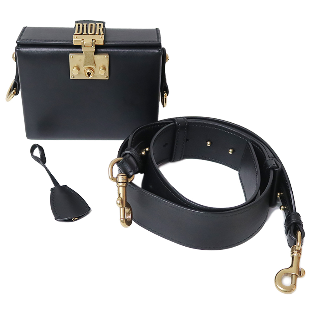 Dior Addict  Shoulder Black Bag Christian Box Calfskin Small